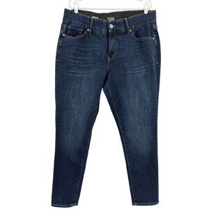 a.n.a Women's Mid-Rise Skinny Zip/Elastic Waistband Blue Denim Jeans Plus 20W